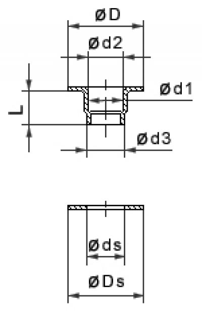 Eyelets with washers or counter washers